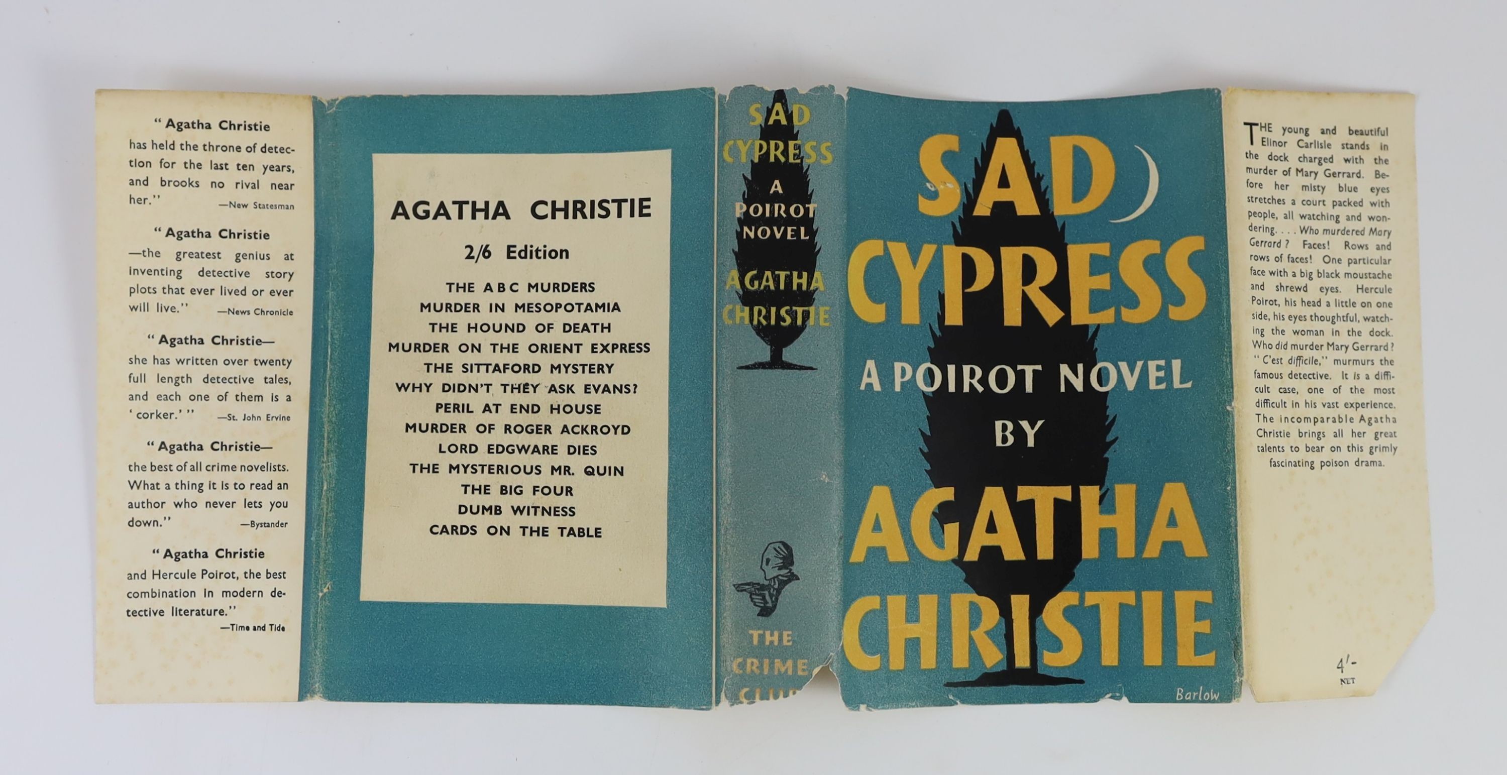 Christie, Agatha - 12 works - Partners in Crime, with torn d/j, with loss to spine and lower rear panel, nd, [1929], Death on the Nile, 2nd impression, in unclipped d/j, with loss to lower spine, 1938; Cards on the Table